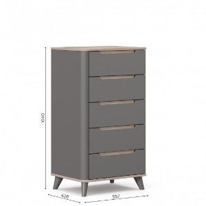Стефания ЛД.413080.000 Комод высокий · Дуб маувелла/Оникс серый